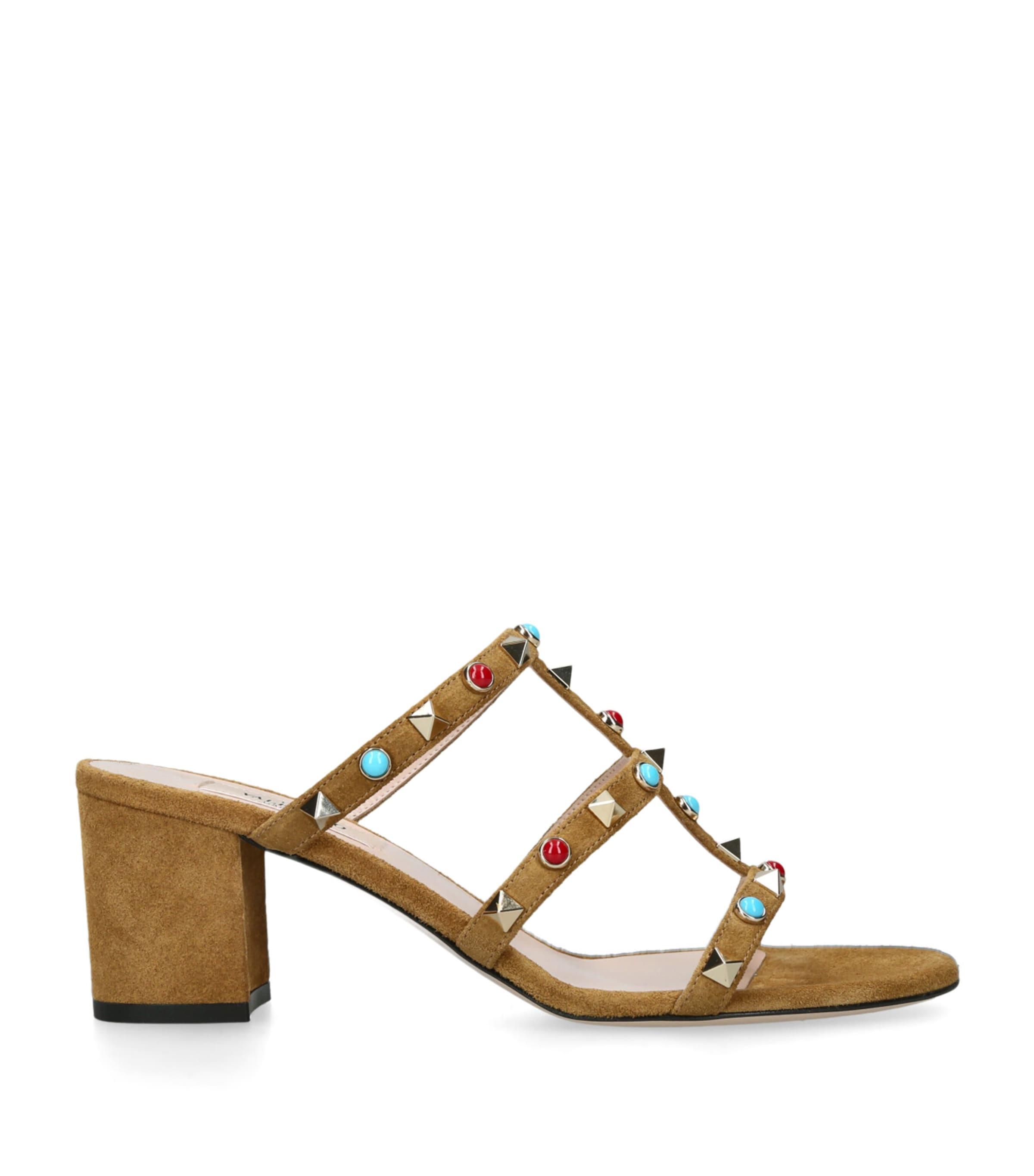 Valentino Garavani Suede Rockstud Heeled Mules 60 by VALENTINO