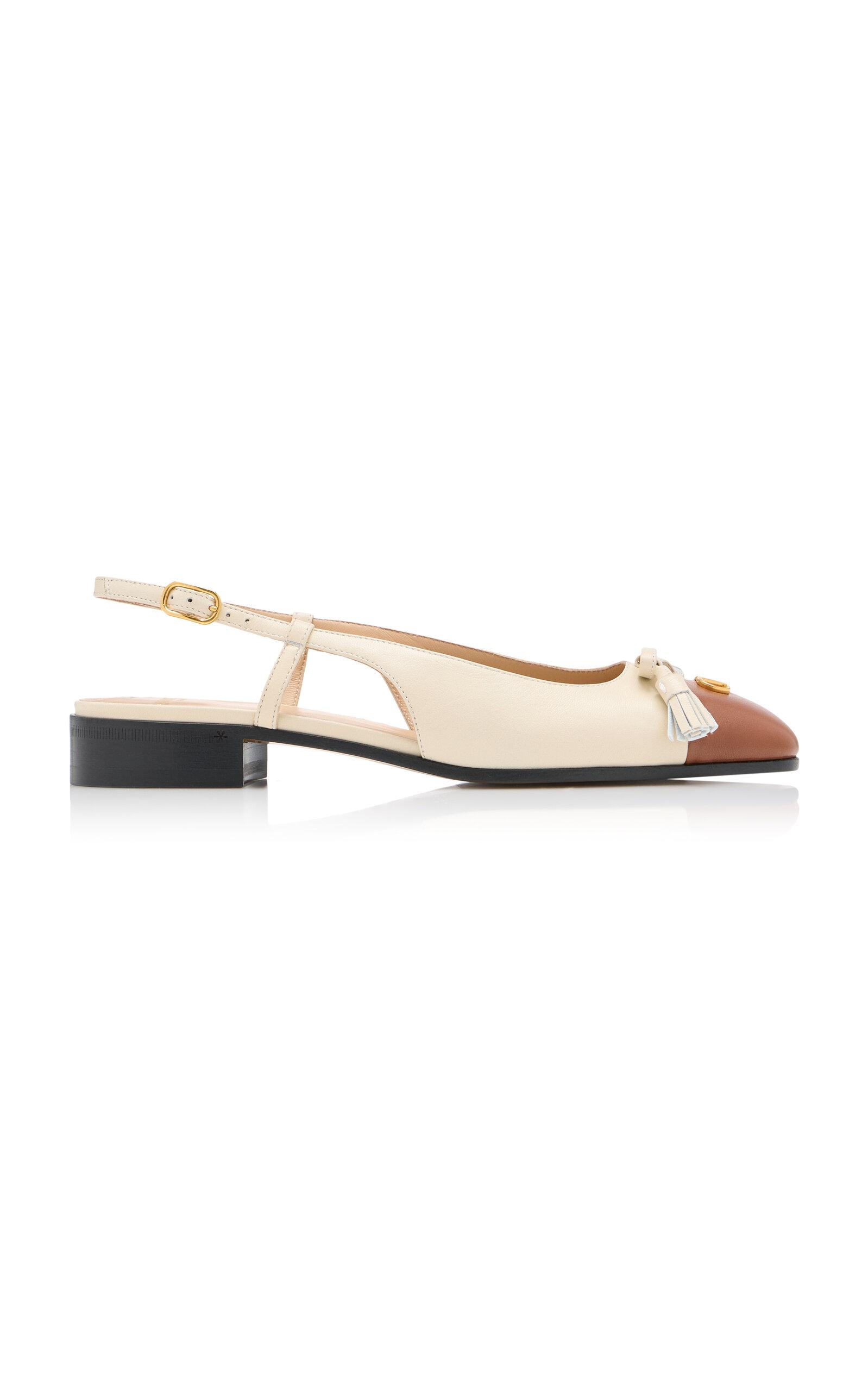Valentino Garavani Two-Tone Leather Slingback Flats - Moda Operandi by VALENTINO