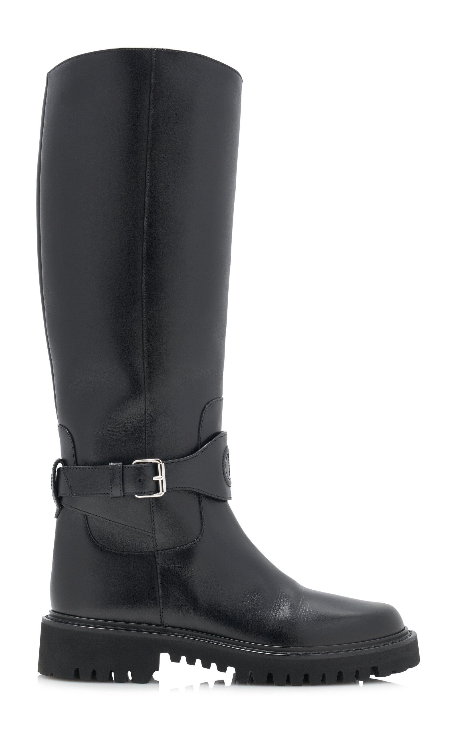 Valentino Garavani V-Logo Leather Knee Boots - Moda Operandi by VALENTINO