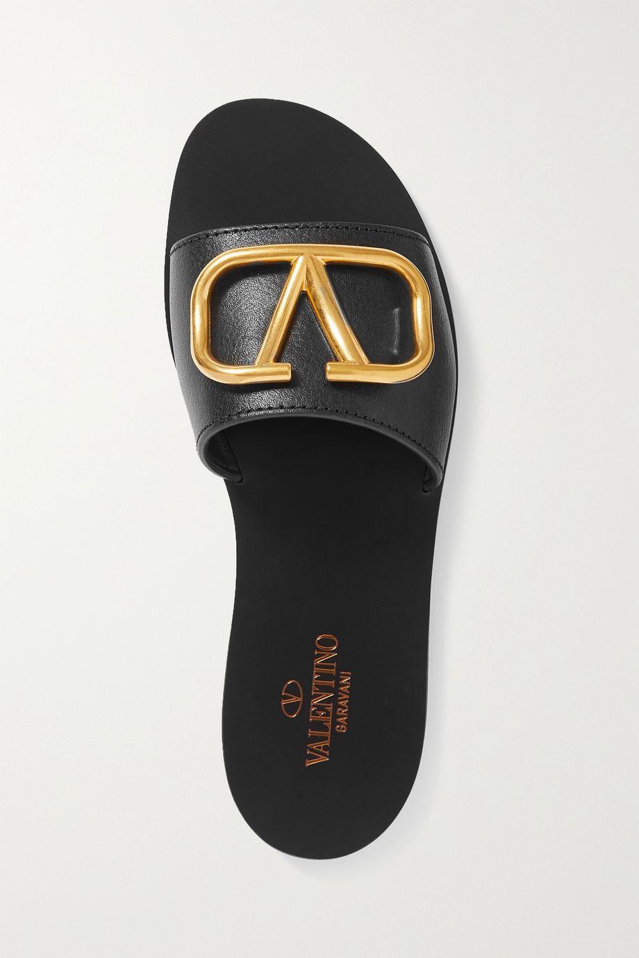 Valentino Garavani VLOGO textured-leather slides by VALENTINO