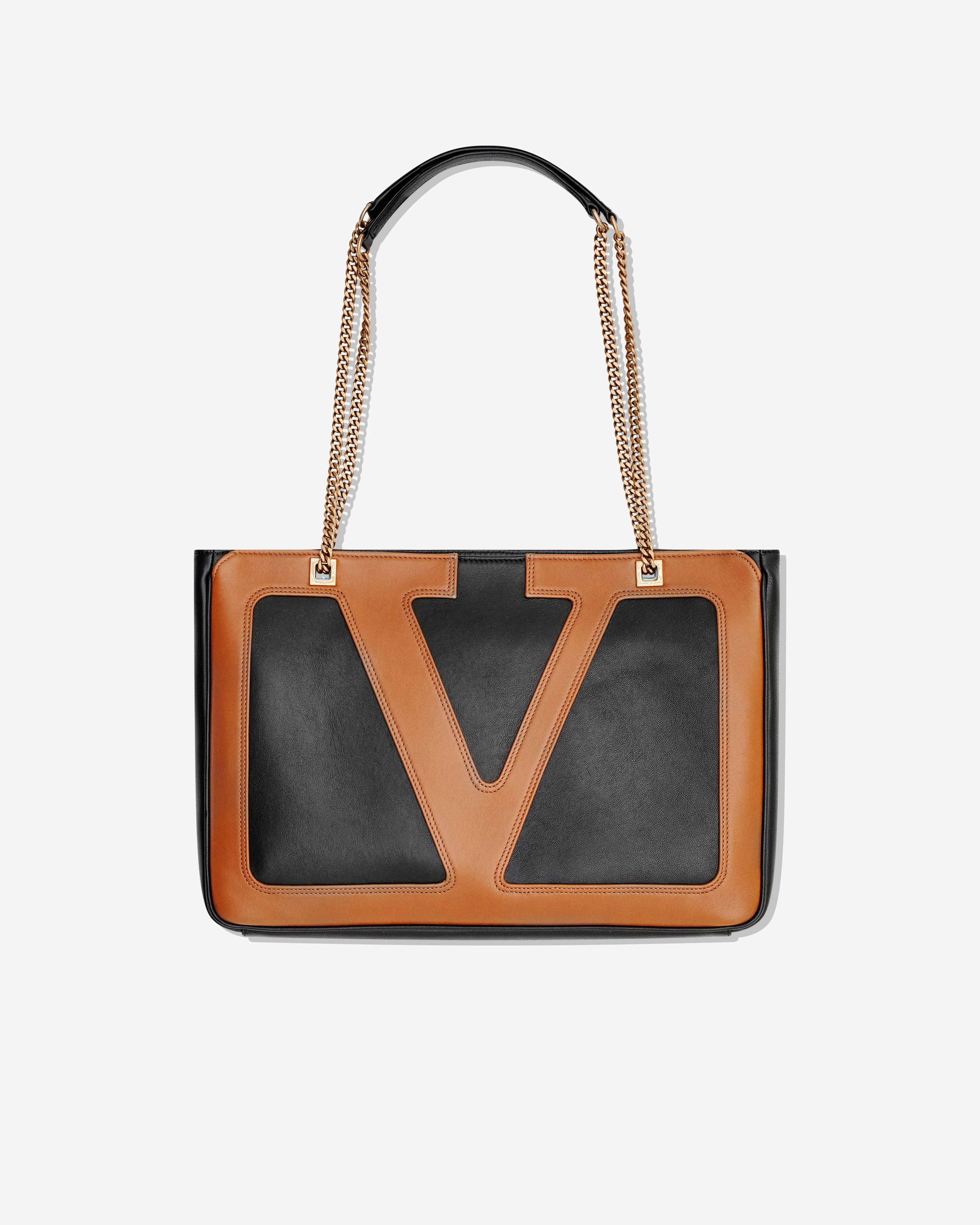 Valentino Garavani - Viva Superstar Medium Shopping Bag - (Black/Brown) by VALENTINO