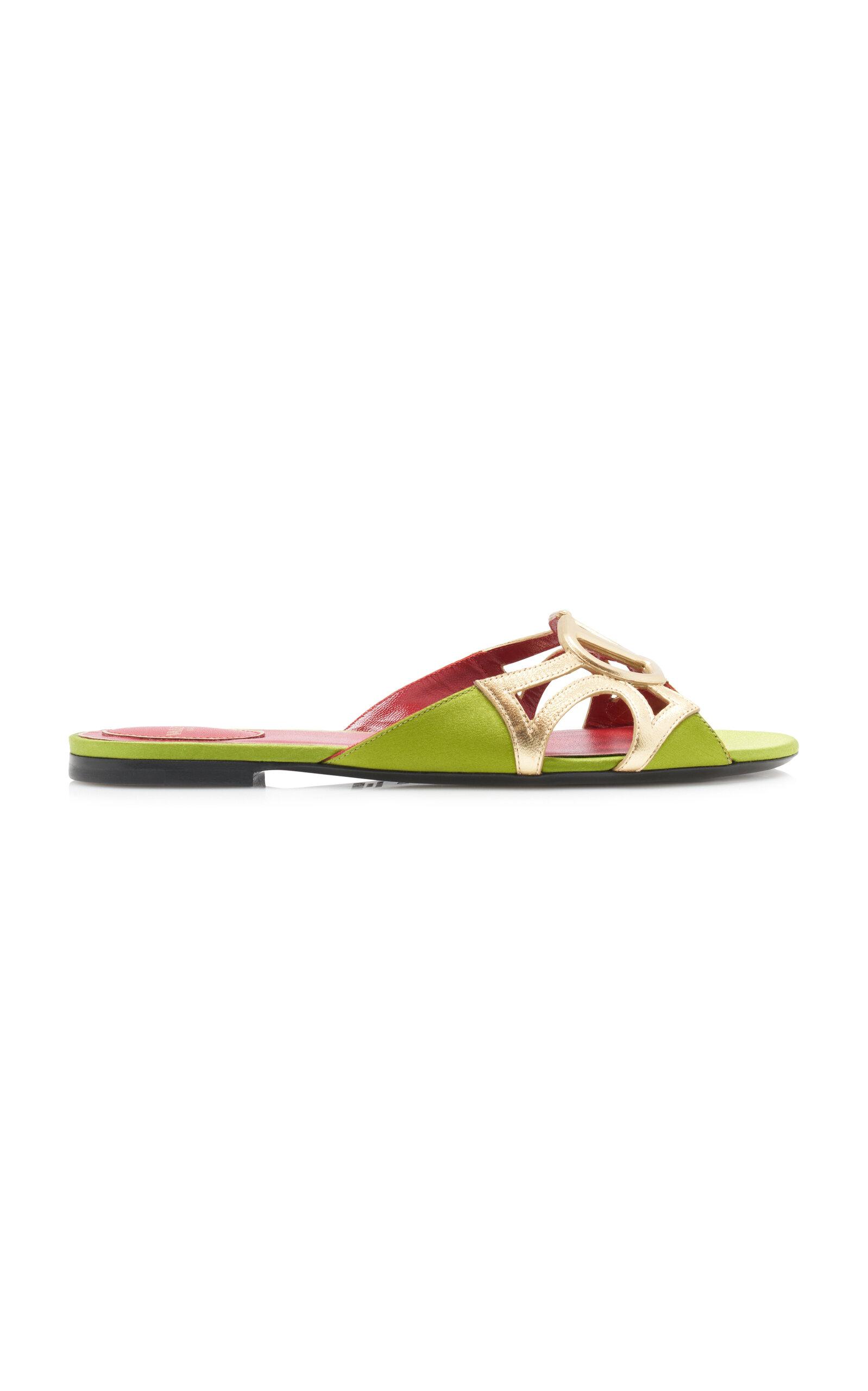 Valentino Garavani Wonderweb Satin-Leather Slides - Moda Operandi by VALENTINO