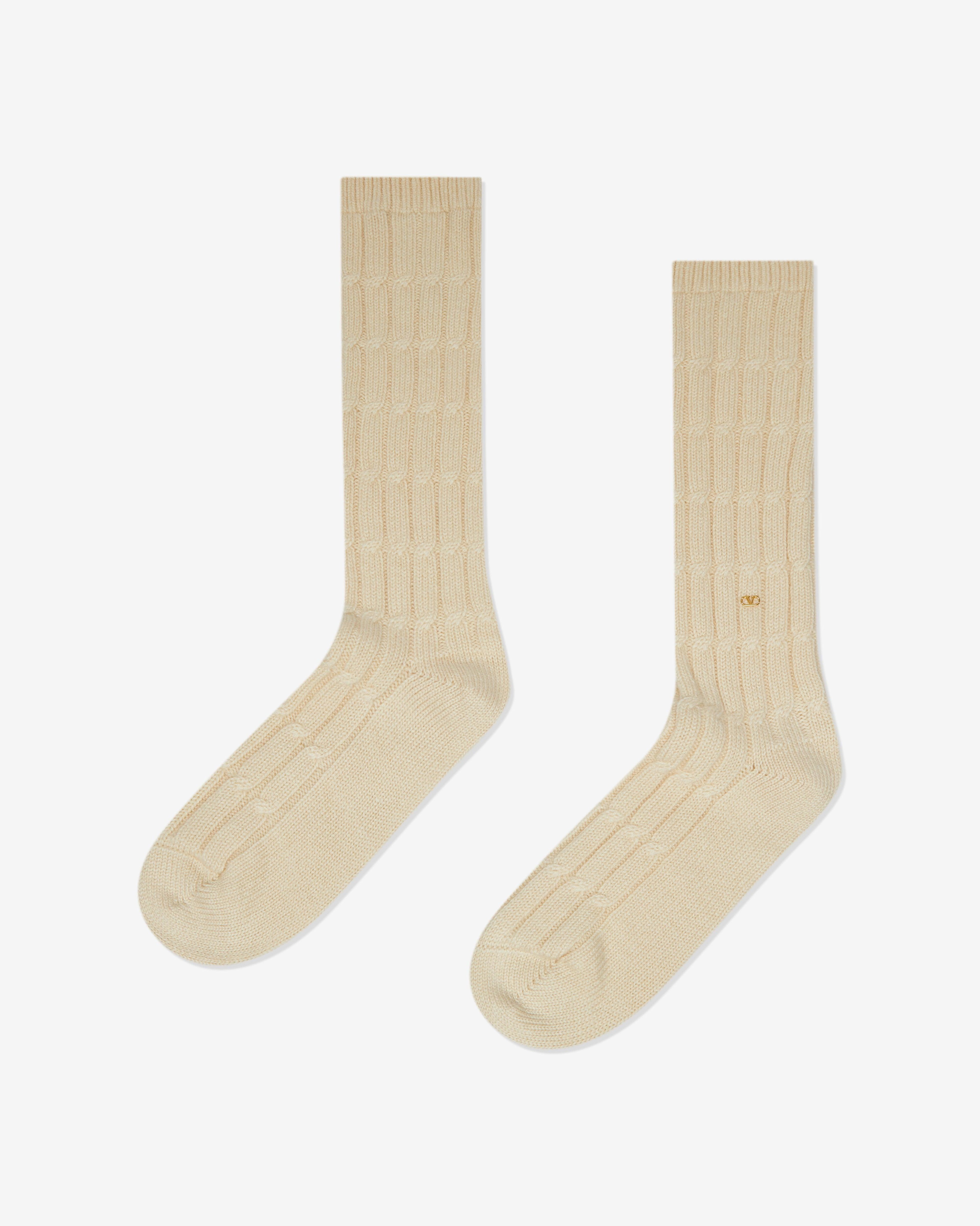 Valentino - Men's Cashmere Socks - (Ivory) by VALENTINO