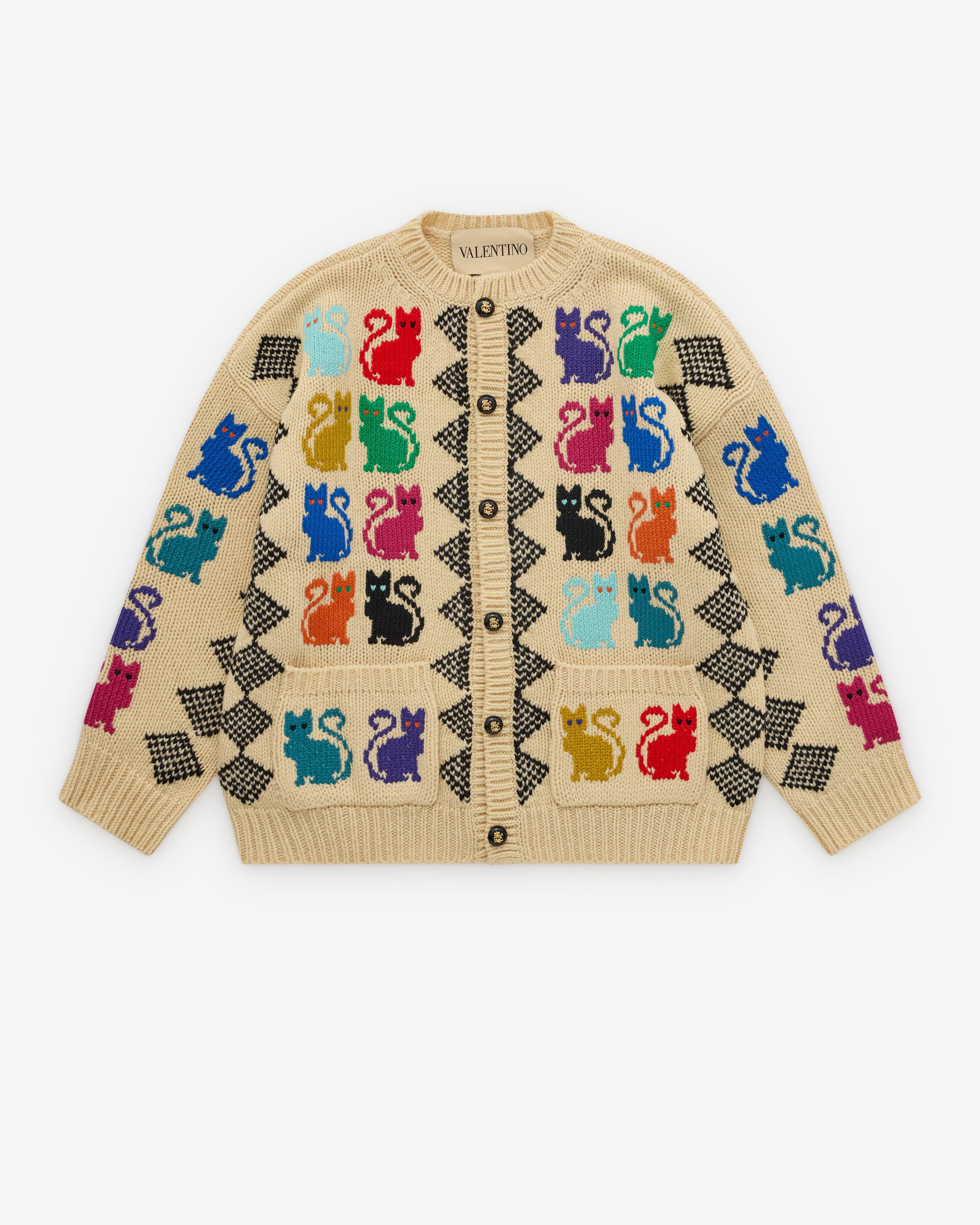 Valentino - Men's Cat Cardigan - (Beige) by VALENTINO