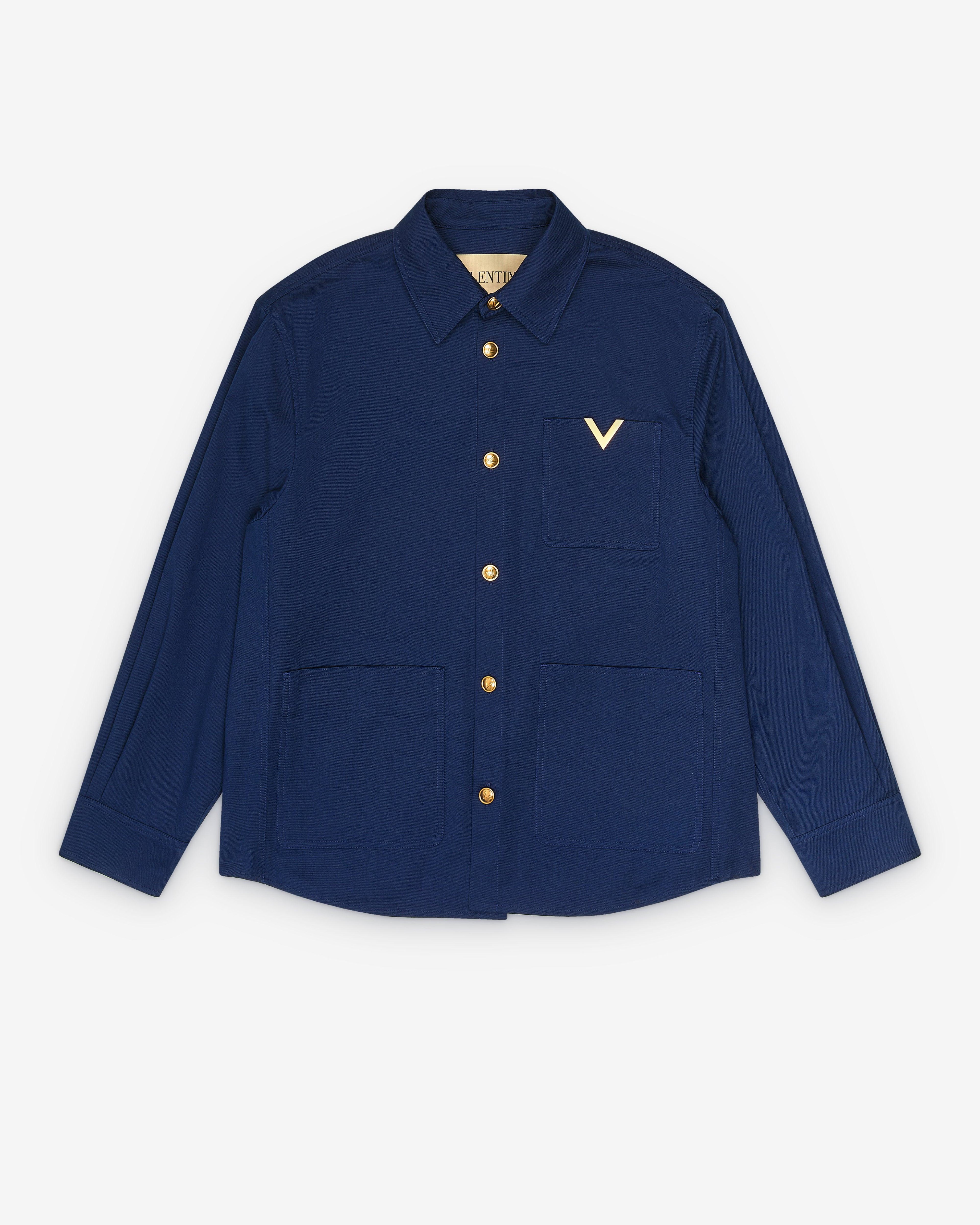 Valentino - Men's Cotton Gabardine Shirt Jacket - (Blue) by VALENTINO