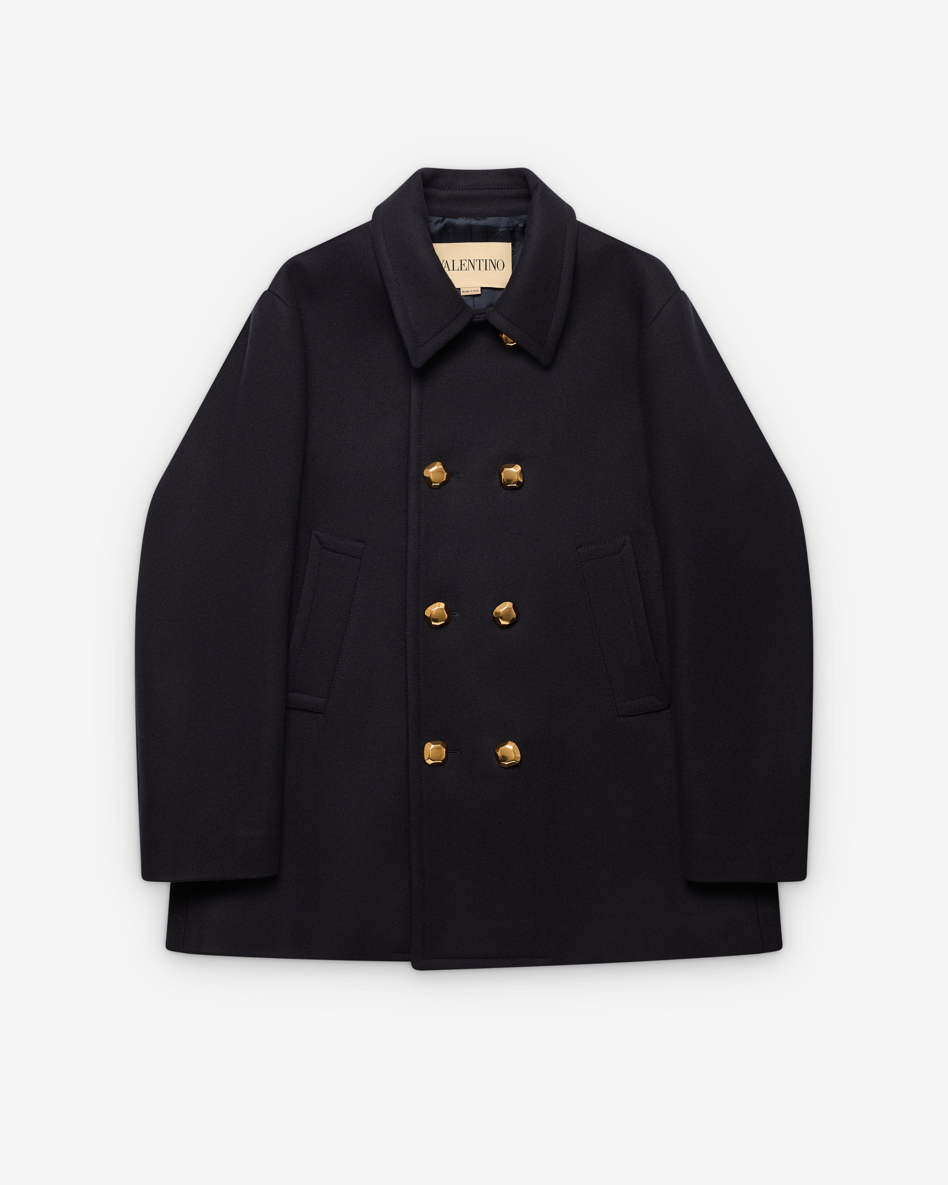 Valentino - Men's Double-Breasted Wool Felt Coat - (Marine) by VALENTINO