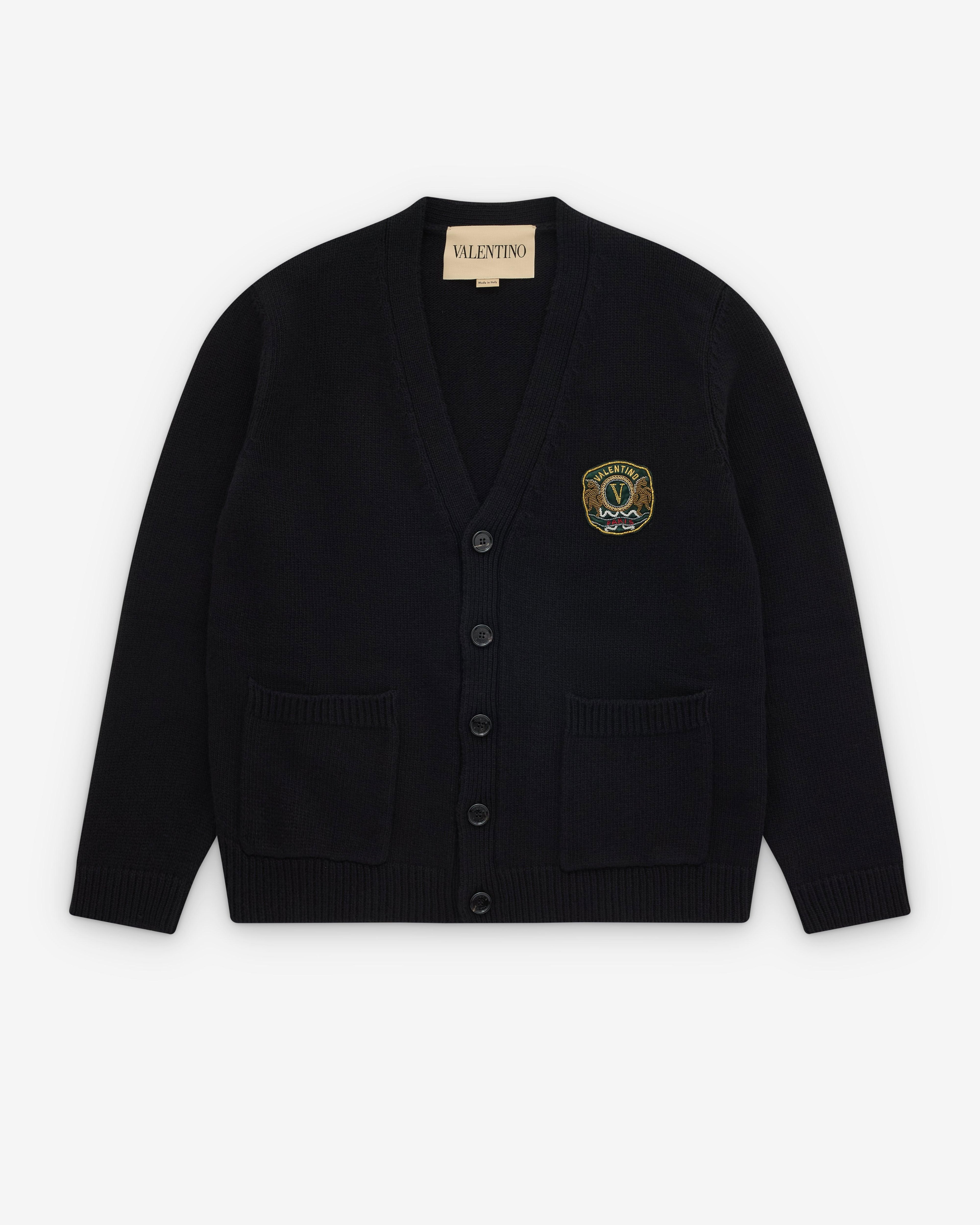 Valentino - Men's Logo Patch Cardigan - (Black) by VALENTINO