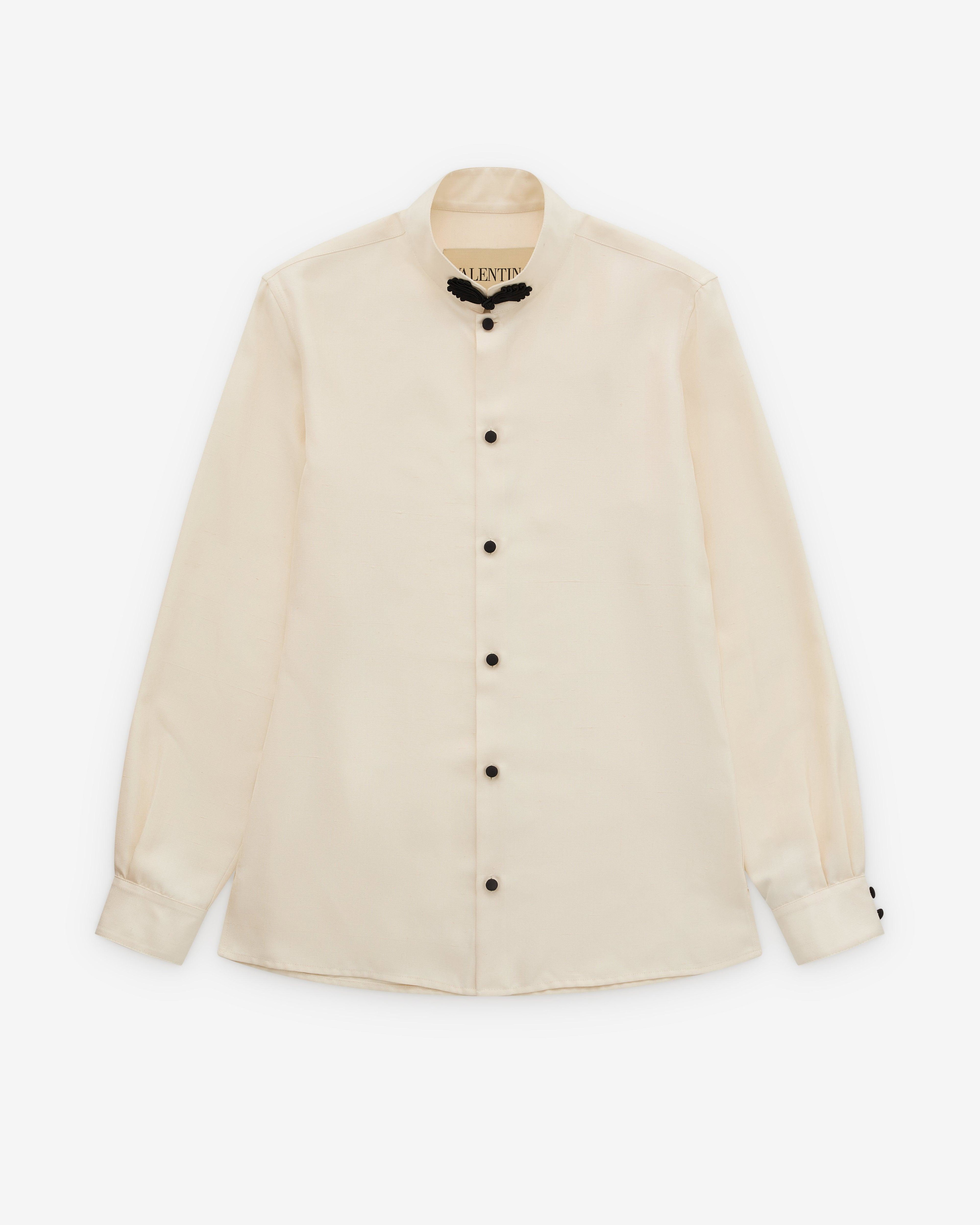 Valentino - Men's Stand Collar Shirt - (Ivory) by VALENTINO