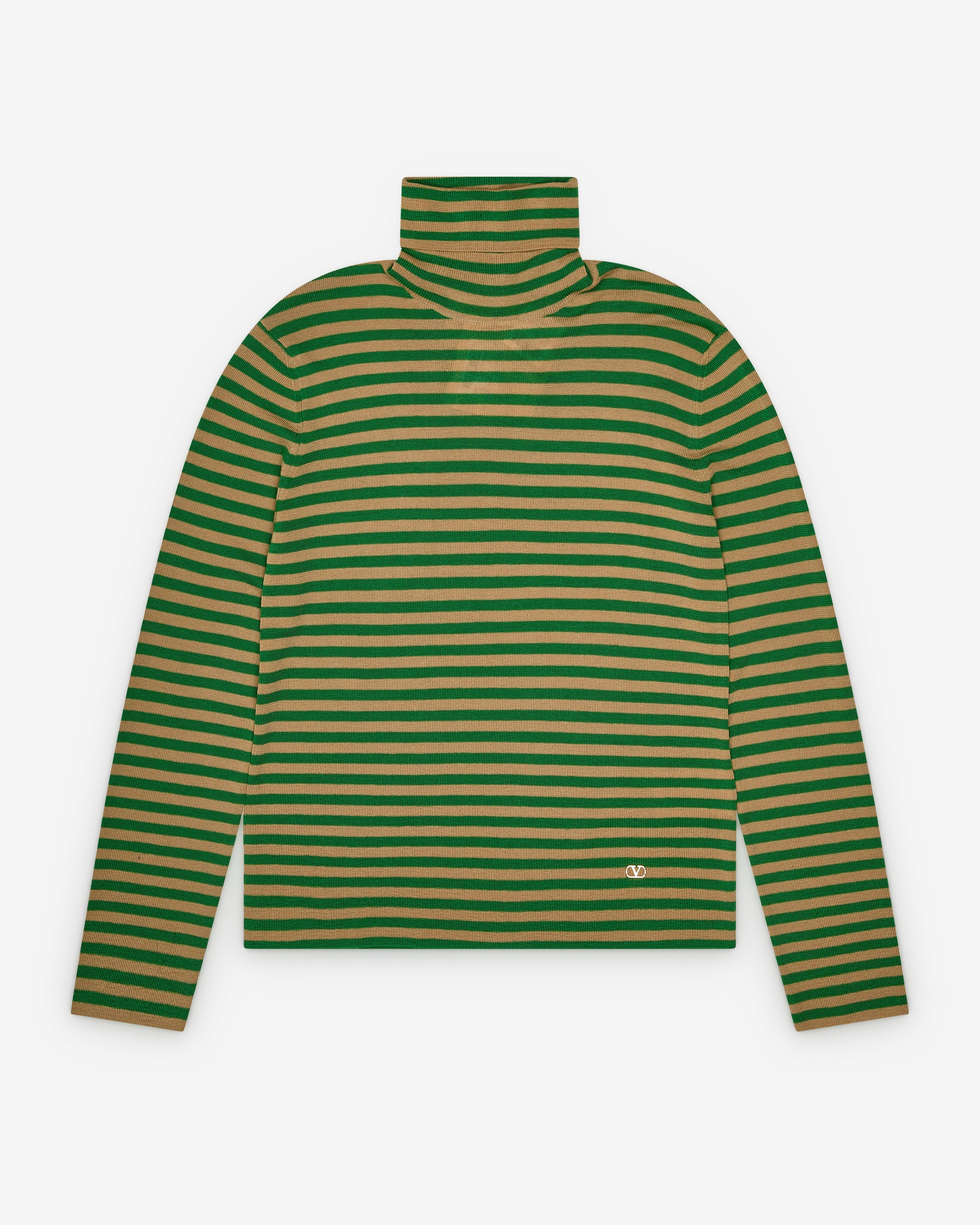 Valentino - Men's Striped Turtleneck - (Green) by VALENTINO