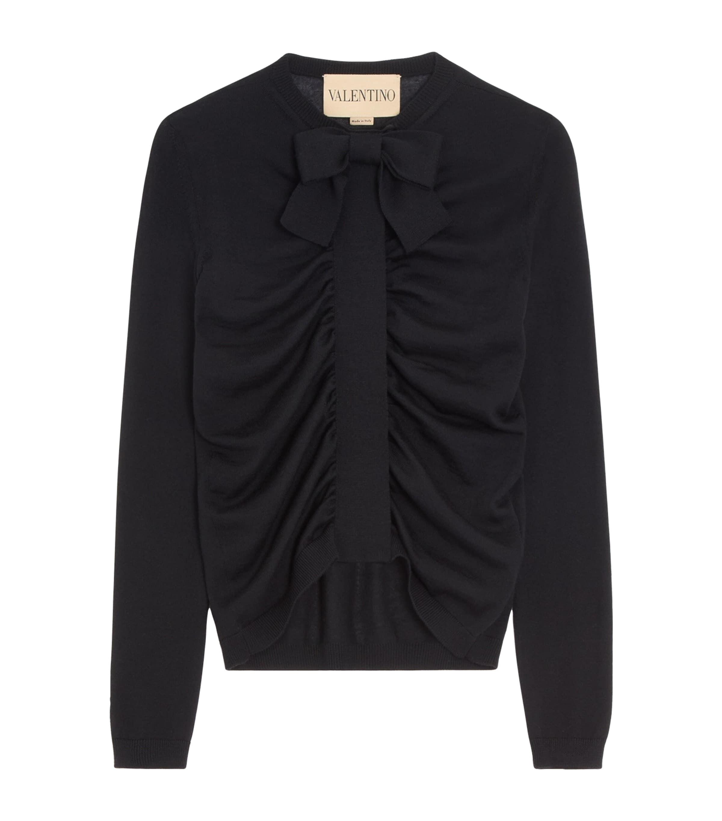 Valentino Ruched Bow-Detail Cardigan by VALENTINO