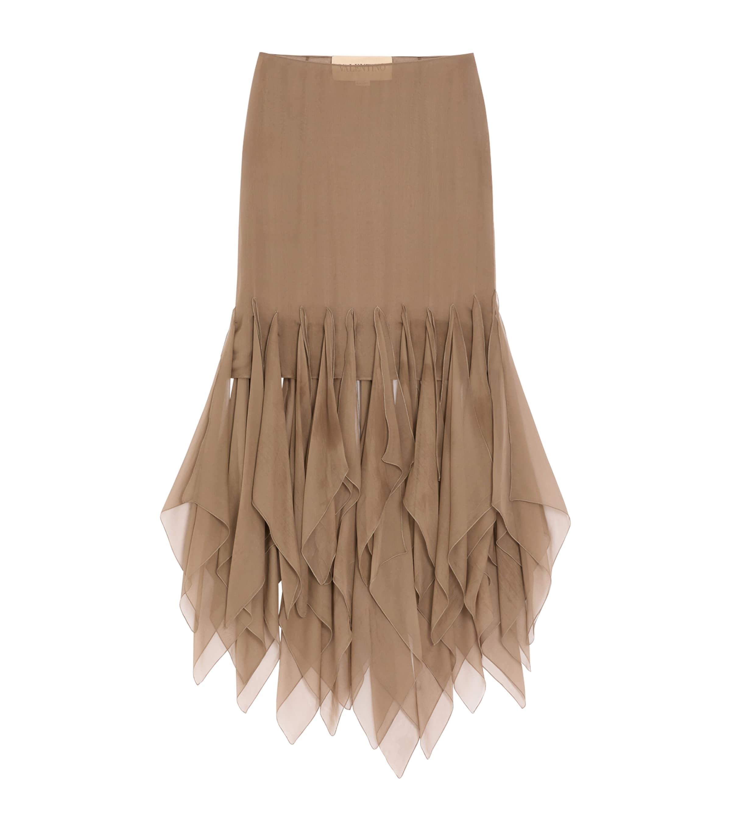 Valentino Silk Ruffle-Embroidered Midi Skirt by VALENTINO