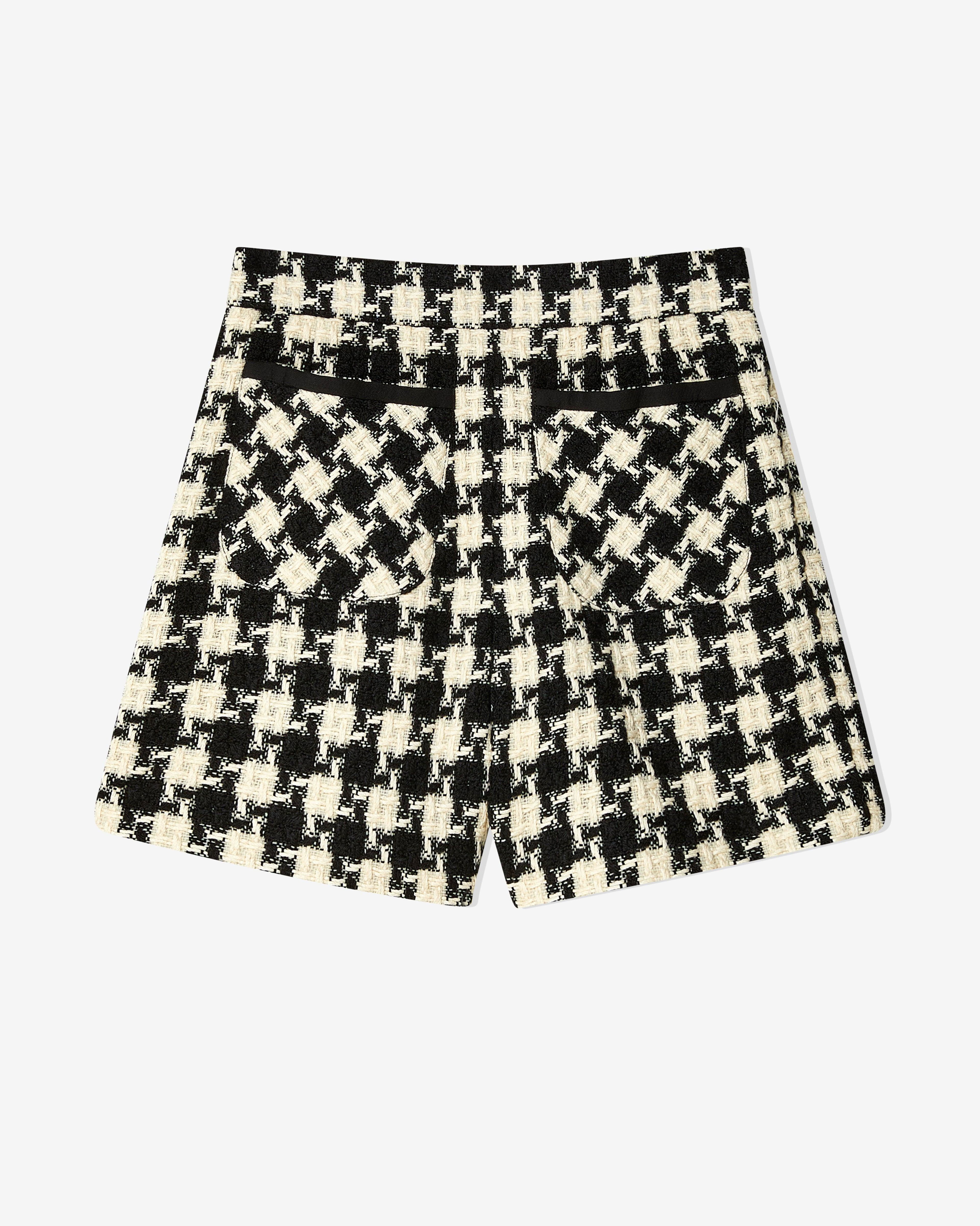 Valentino - Women's Damier Light Tweed Shorts - (Ivory/Black) by VALENTINO