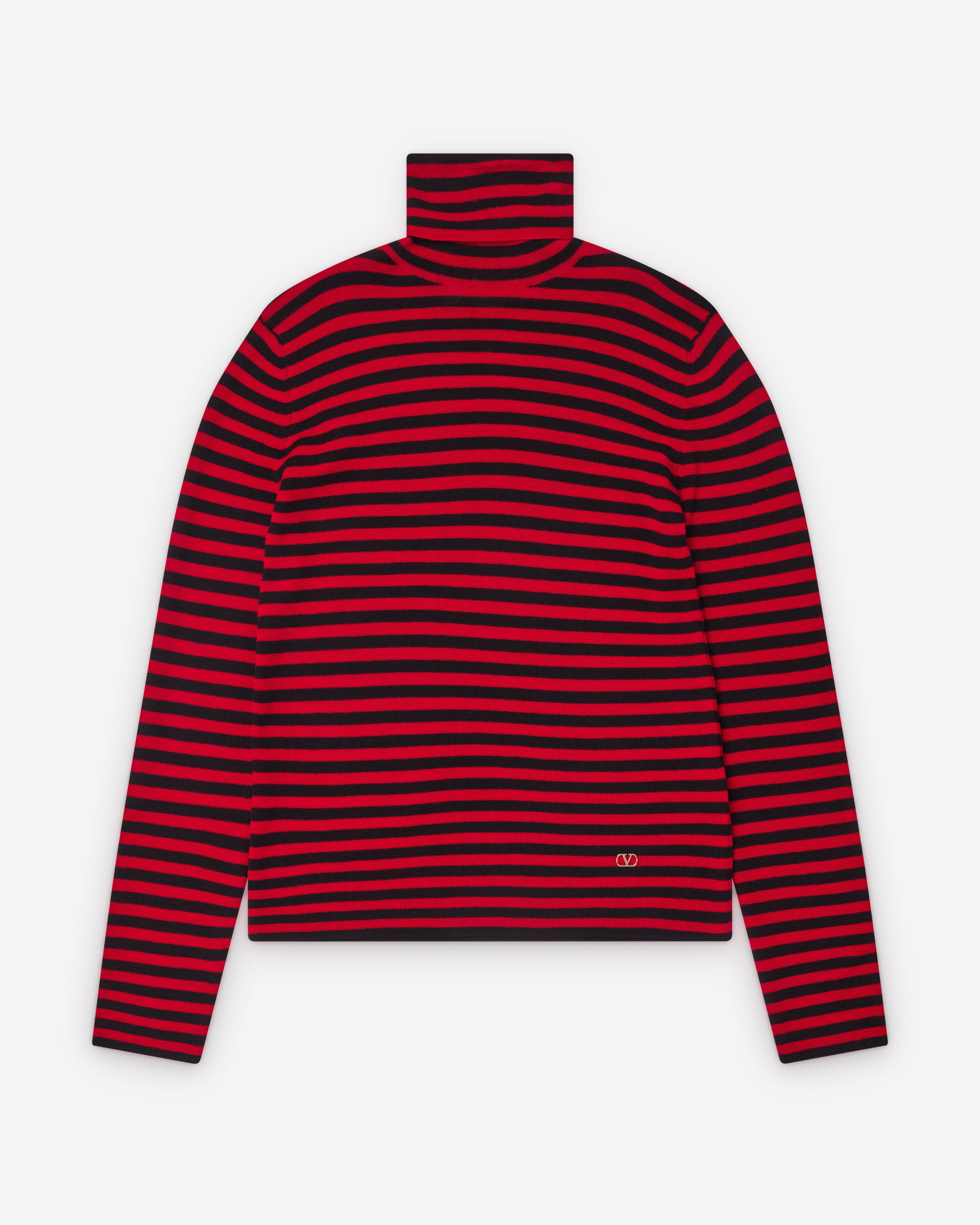 Valentino - Women's Striped Turtleneck - (Red/Black) by VALENTINO