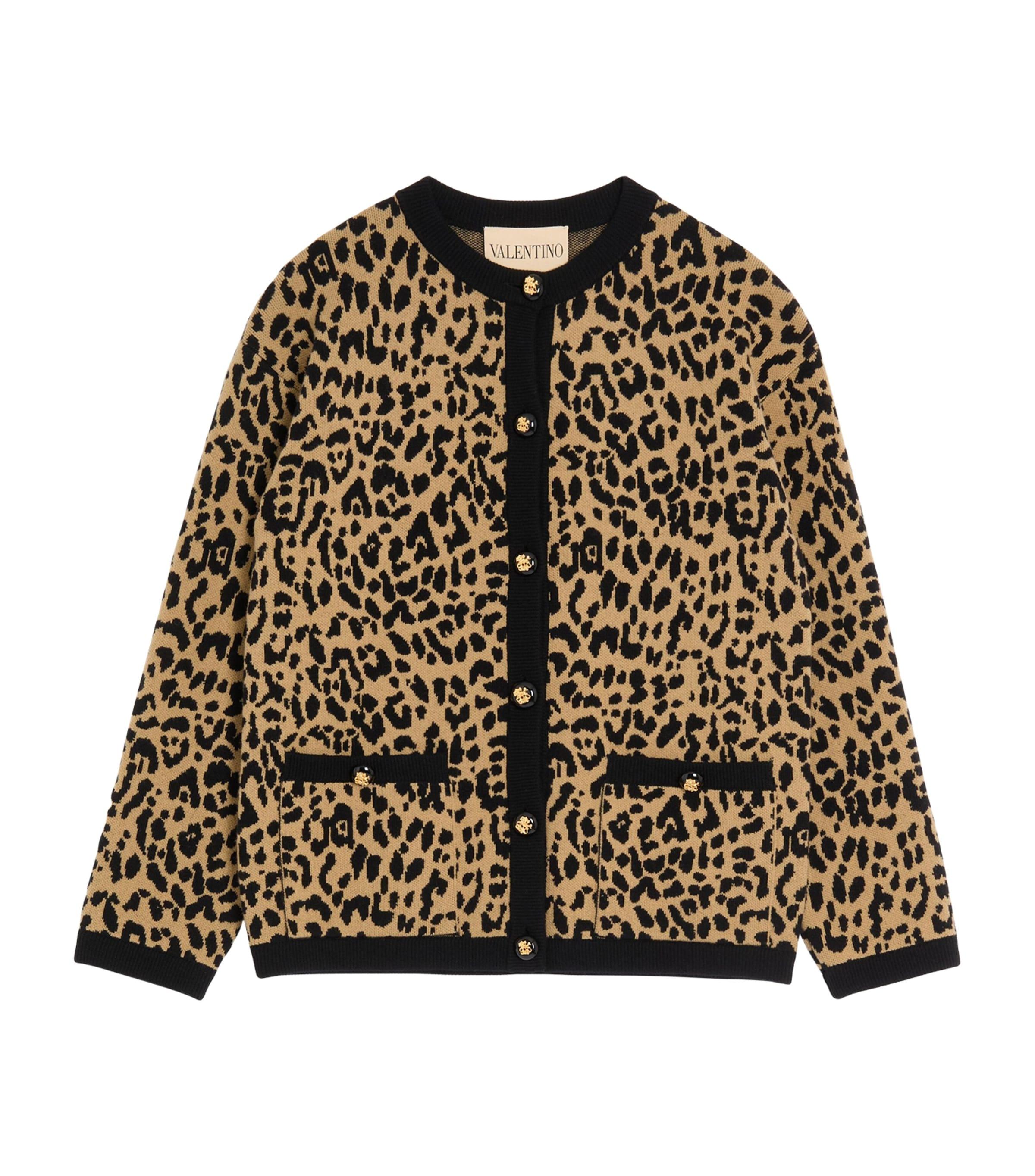 Valentino Wool Leopard Print Cardigan by VALENTINO
