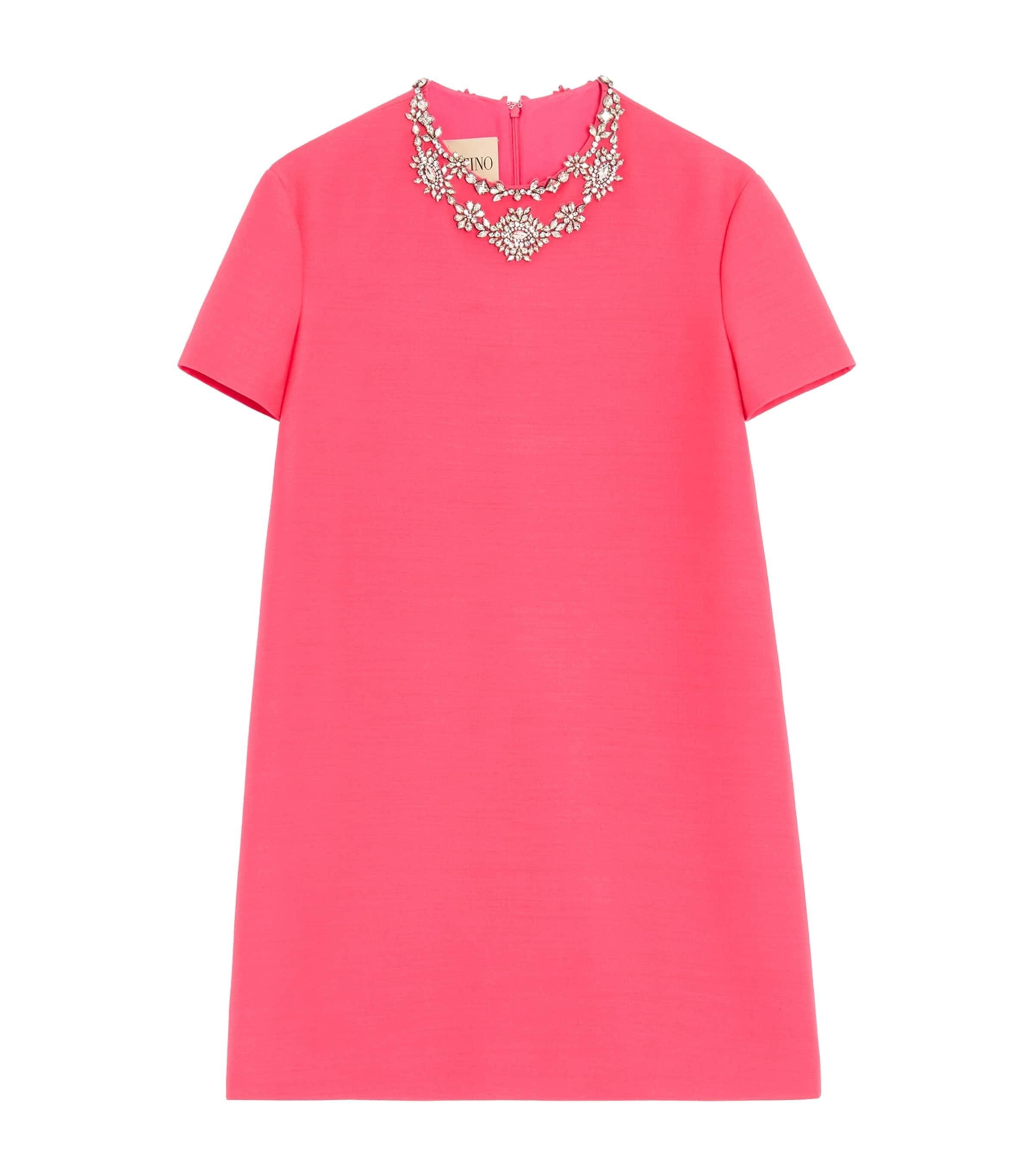 Valentino Wool-Silk Crepe Couture Embellished Mini Dress by VALENTINO