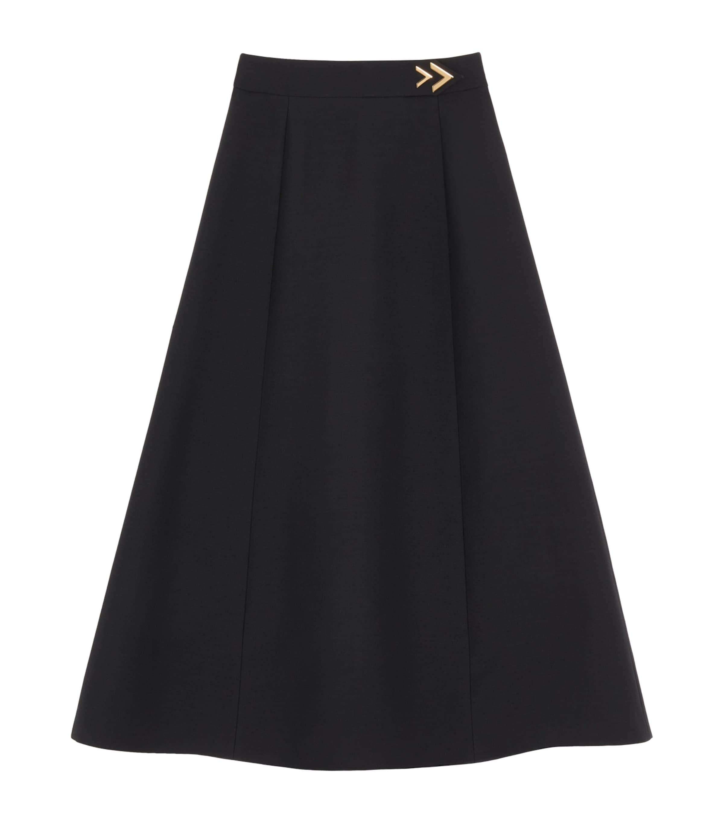 Valentino Wool-Silk Crepe Midi Skirt by VALENTINO