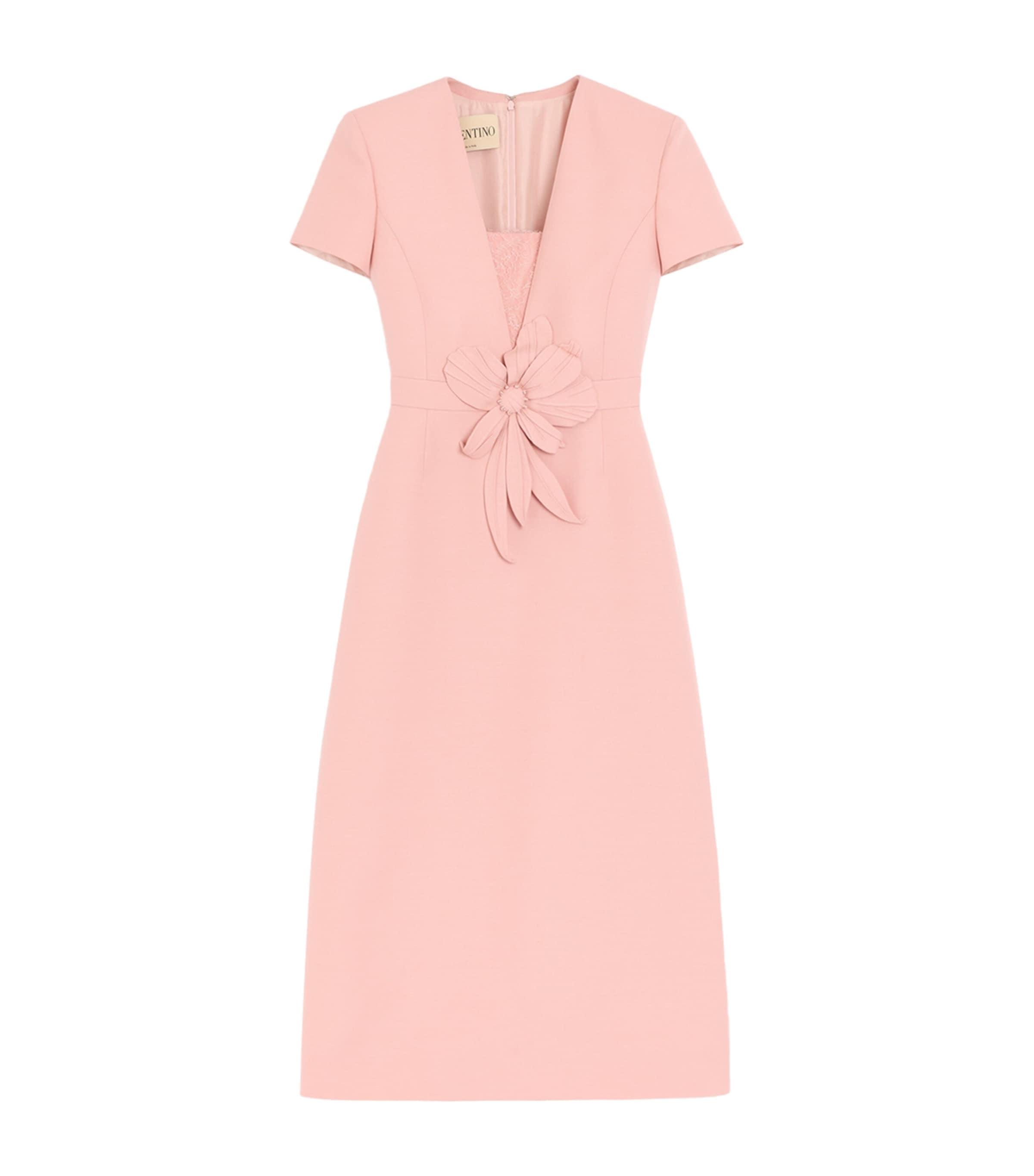 Valentino Wool-Silk Floral Midi Dress by VALENTINO