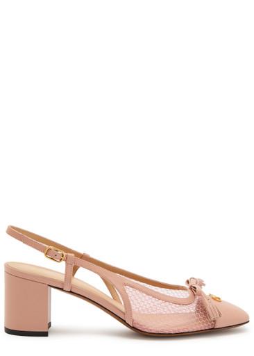 Valet Du Roi 60 mesh and leather slingback pumps by VALENTINO