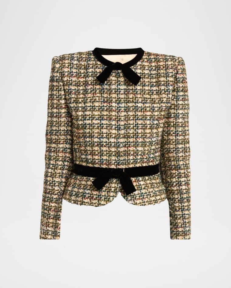 Velvet Bow Tweed Jacket by VALENTINO