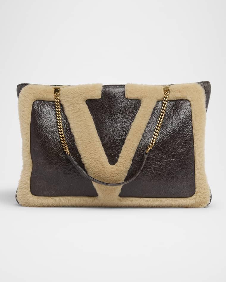 Viva Superstar Medium Shearling VLogo Tote Bag by VALENTINO