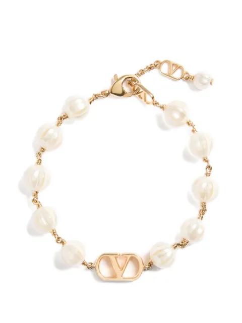 Vlogo Signature bracelet in metal with glass beads by VALENTINO