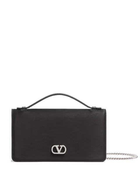 Vlogo Signature chain wallet in satin with jewel logo by VALENTINO