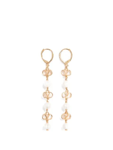 Vlogo Signature earrings in metal, glass beads, and Swarovski® crystals by VALENTINO