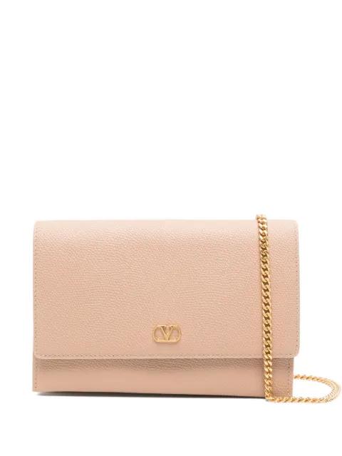 Vlogo signature grainy calfskin wallet with chain by VALENTINO