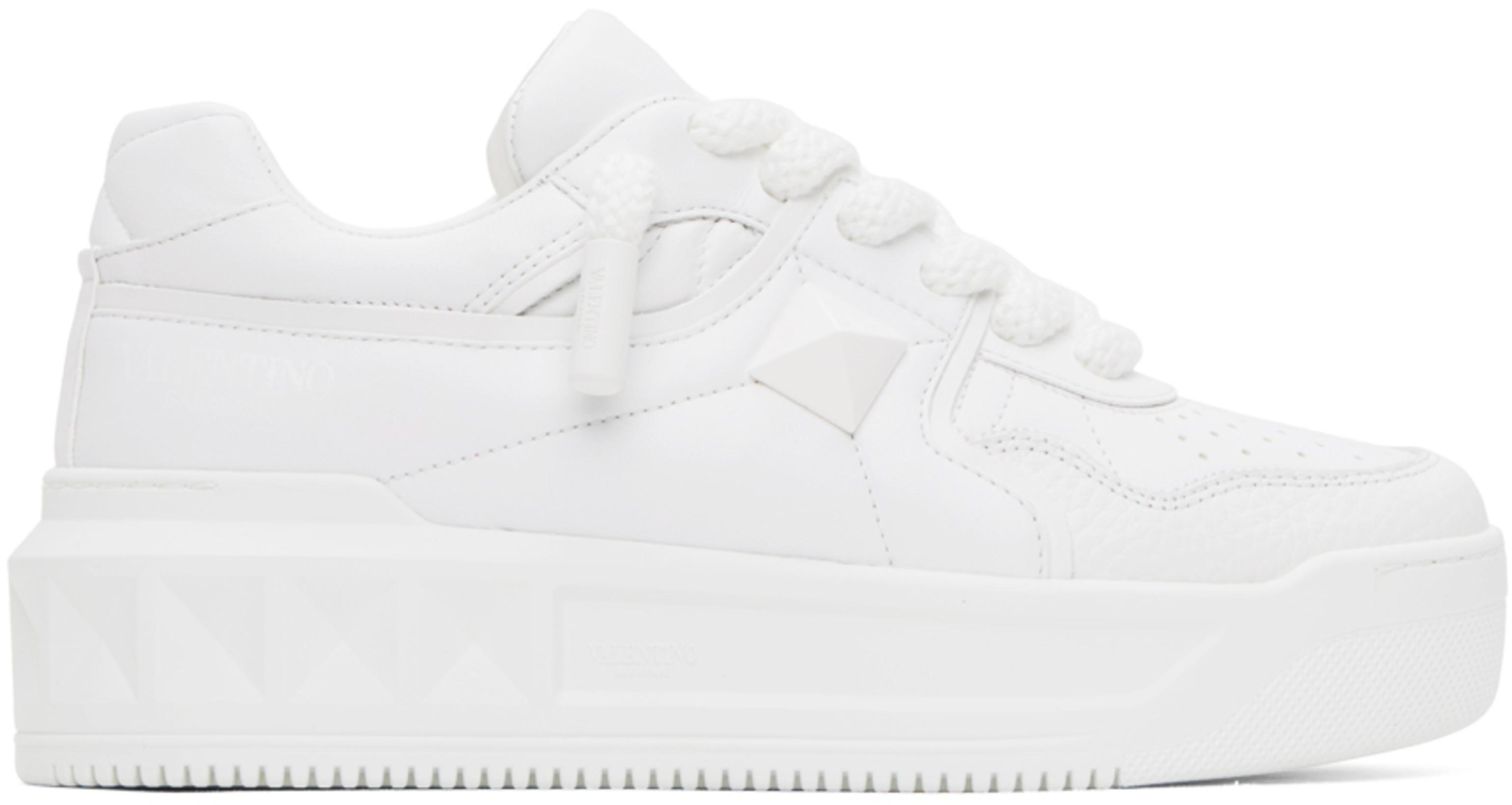 White One Stud XL Nappa Leather Sneakers by VALENTINO