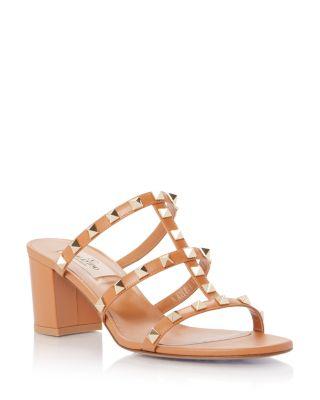 Women's Rockstud Block Heel Slide Sandals by VALENTINO