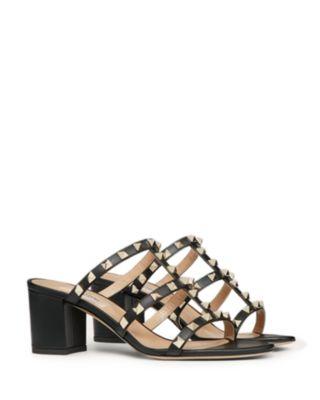 Women's Rockstud Block Heel Slide Sandals by VALENTINO