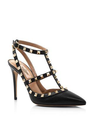 Women's Rockstud Cage Leather Pumps with Studs by VALENTINO