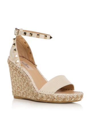 Women's Rockstud Espadrille Wedge Sandals by VALENTINO