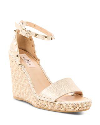 Women's Studded Espadrille Wedge Sandals by VALENTINO