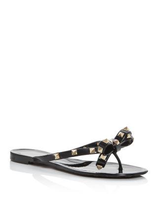 Women's Summer Rockstud PVC Thong Sandals by VALENTINO