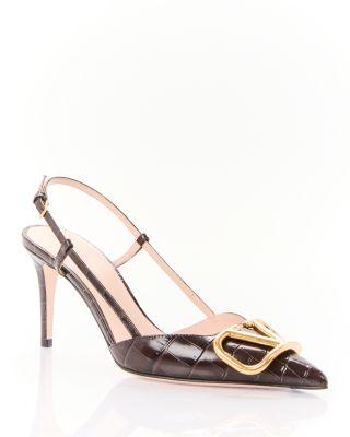 Women's VLogo Croc Embossed Slingback Pumps by VALENTINO
