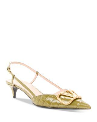 Women's VLogo Kitten Heel Slingback Pumps by VALENTINO