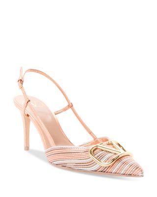 Women's VLogo Metallic Slingback Pumps by VALENTINO
