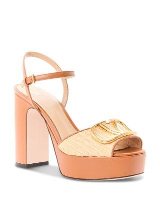 Women's VLogo Platform Rafia Sandals by VALENTINO