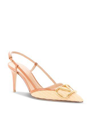 Women's VLogo Raffia Slingback Pumps by VALENTINO