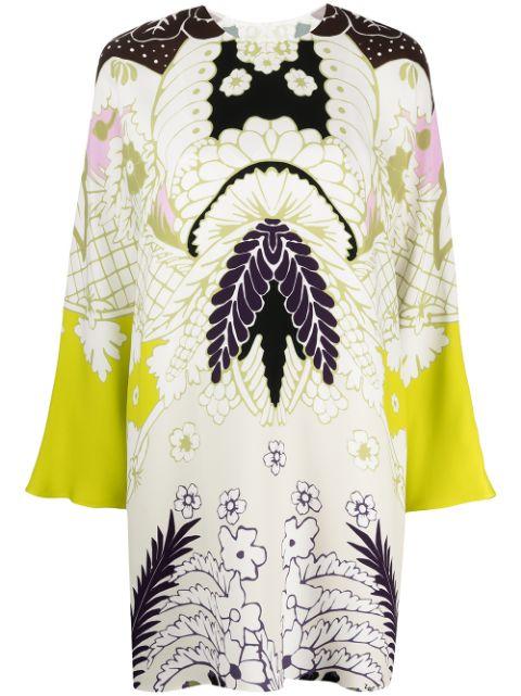 abstract-print long-sleeve dress by VALENTINO