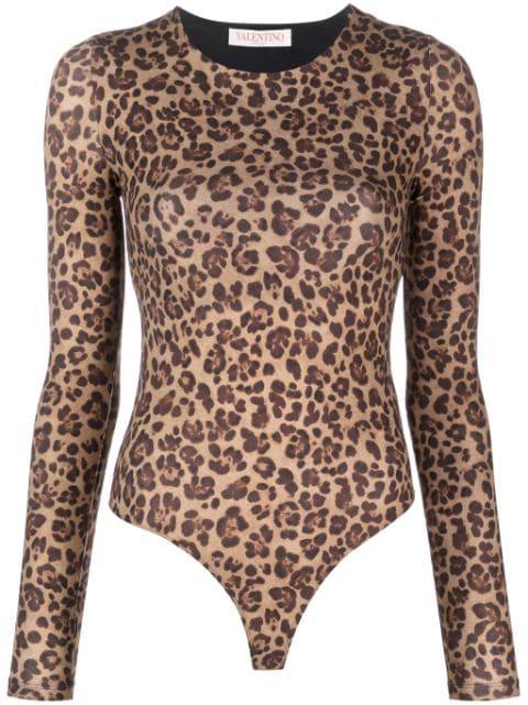 animalier-print jersey bodysuit by VALENTINO