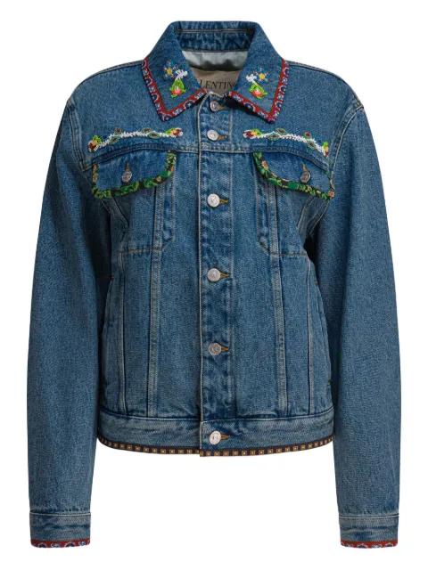 beaded-embroidery denim jacket by VALENTINO