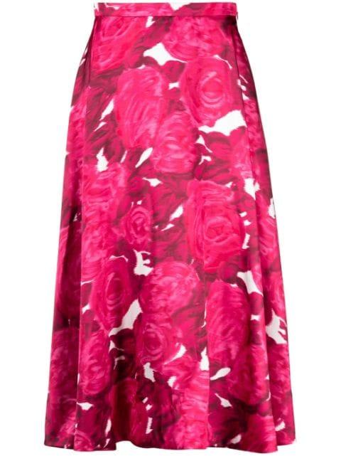 blurred rose-print skirt by VALENTINO
