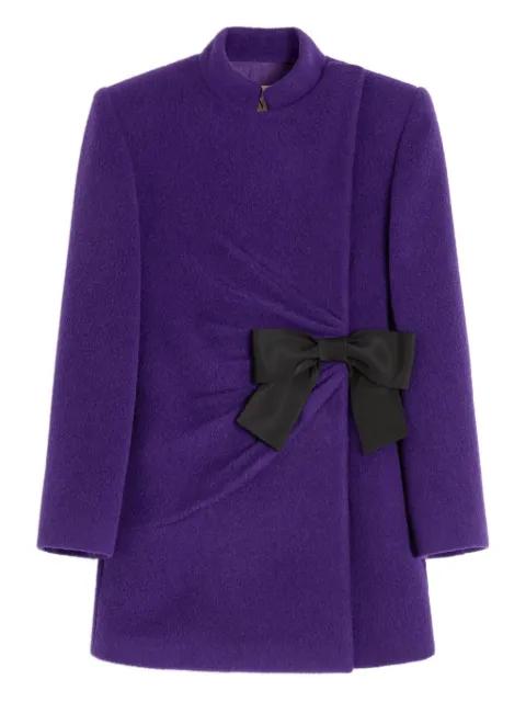 bow-detail velour peacoat by VALENTINO