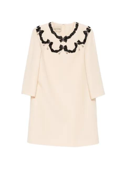 bow-embellished crystal-pendant dress by VALENTINO