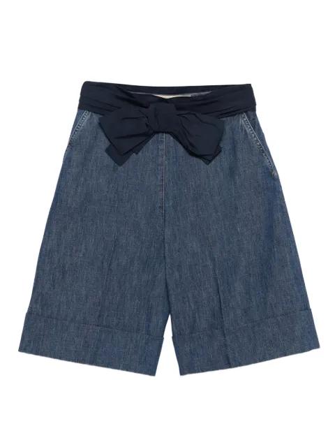 bow-embellished denim shorts by VALENTINO