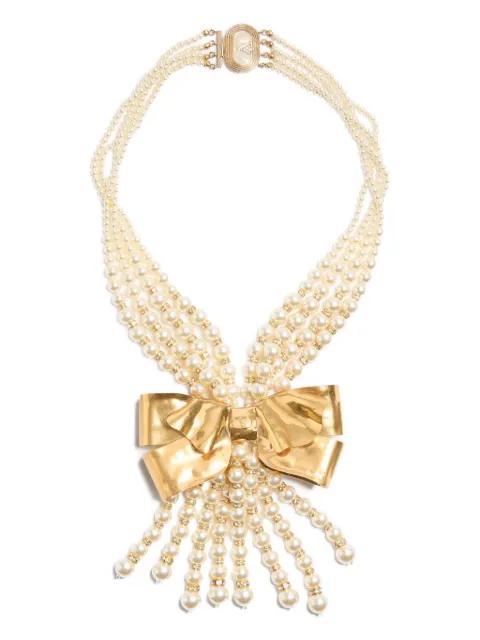 bow-pendant pearl necklace by VALENTINO