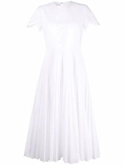 broderie anglaise pleated dress by VALENTINO