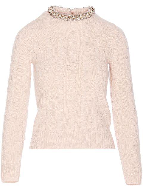 cable-knit crew neck jumper by VALENTINO